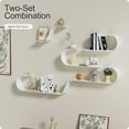 thumbnail image 6 of White Floating Shelves Set of 3, White Metal Wall Decor, Unique Wall Mounted Floating Shelf, Modern Long Wall Shelf, White Large Wall Shelves for Bedroom, Bathroom, Living Room, 6 of 14