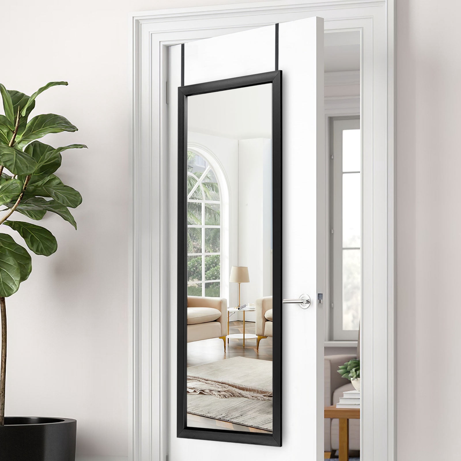 51"*16" Full Length Over The Door Mirror Hanging Mirror for Bedroom Dorm Room White