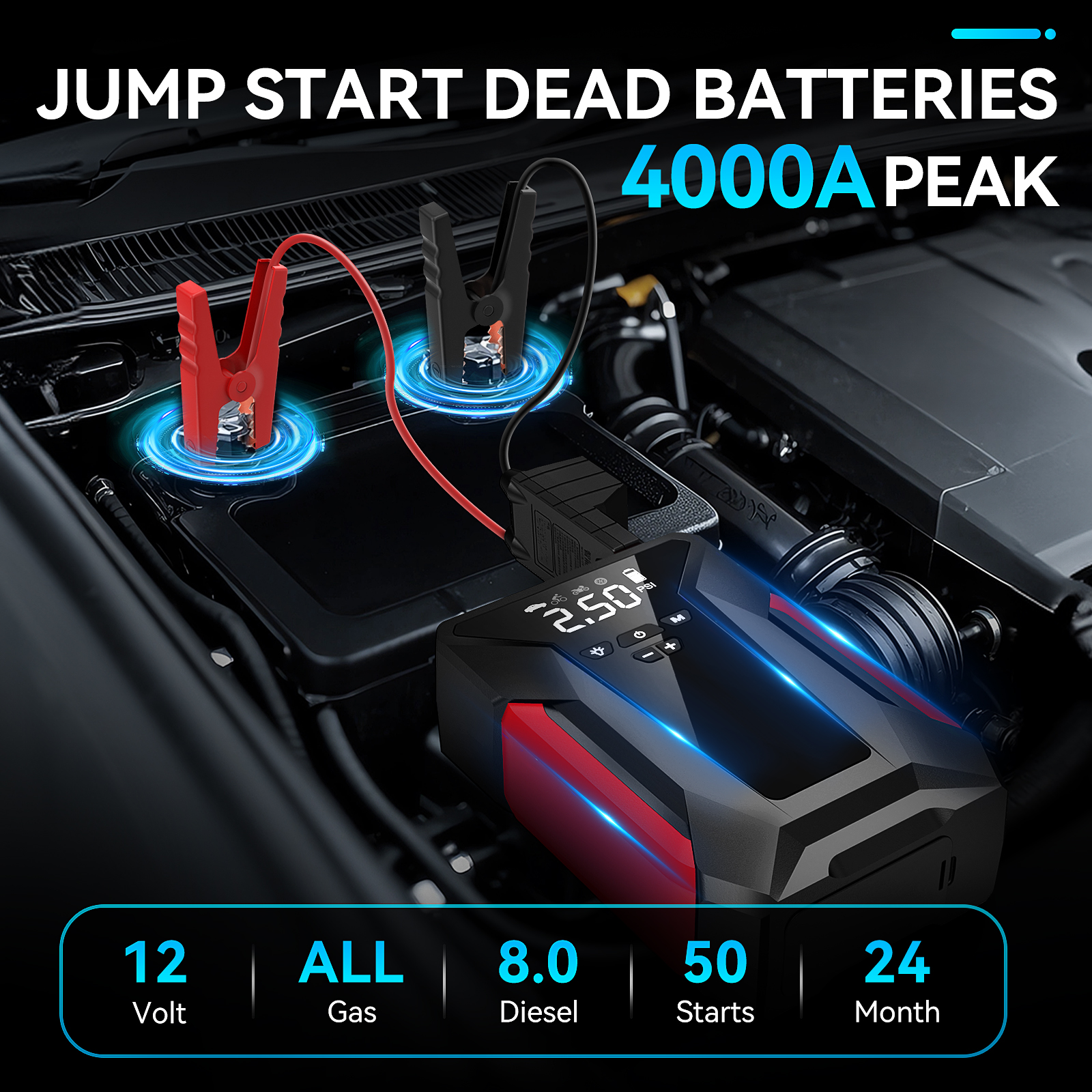 Amybaby 8-in-1 Jump Starter with Air Compressor & LED photo 2