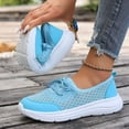 thumbnail image 4 of Zapatillas planas transpirables de malla tejida para mujer, zapatos casuales antideslizantes de moda para caminar, mocasines cómodos de suela suave sin cordones, zapatillas de tenis, 4 of 6