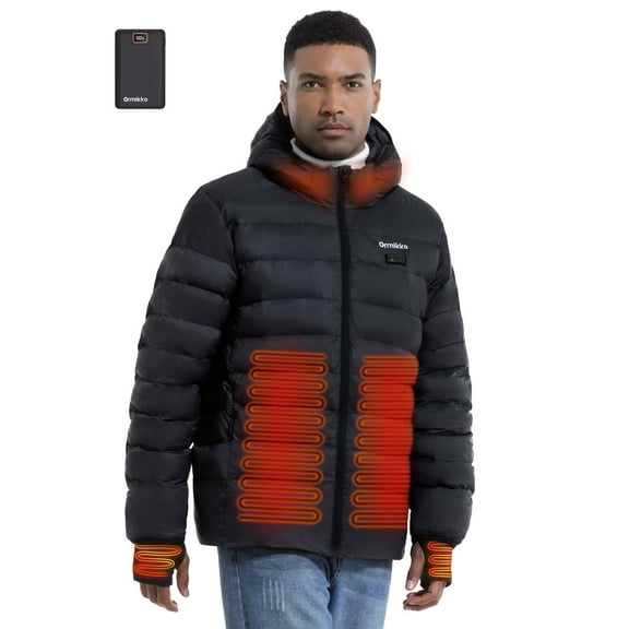 Heated Jacket for Men, Men's Heated Jacket,12V 20000mAh Battery, Heated Cuffs, Heated Winter Coat, Electric Heating Jacket, Lightweight Black XL
