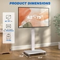 thumbnail image 2 of RTVR Mobile TV Cart Stand with Hand Crank Lift for 42-75 inch Screens, ±90° Rotation and ±5° Tilt Height Adjustable Swivel TV Stand with Wheels, White, 2 of 11