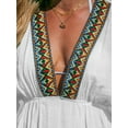thumbnail image 7 of Cupshe Women's White Embroidered Plunging Cover-Up Dress Short Sleeve Swimwear Cover-Ups Tunic Dress, Size XS-XL, 7 of 7