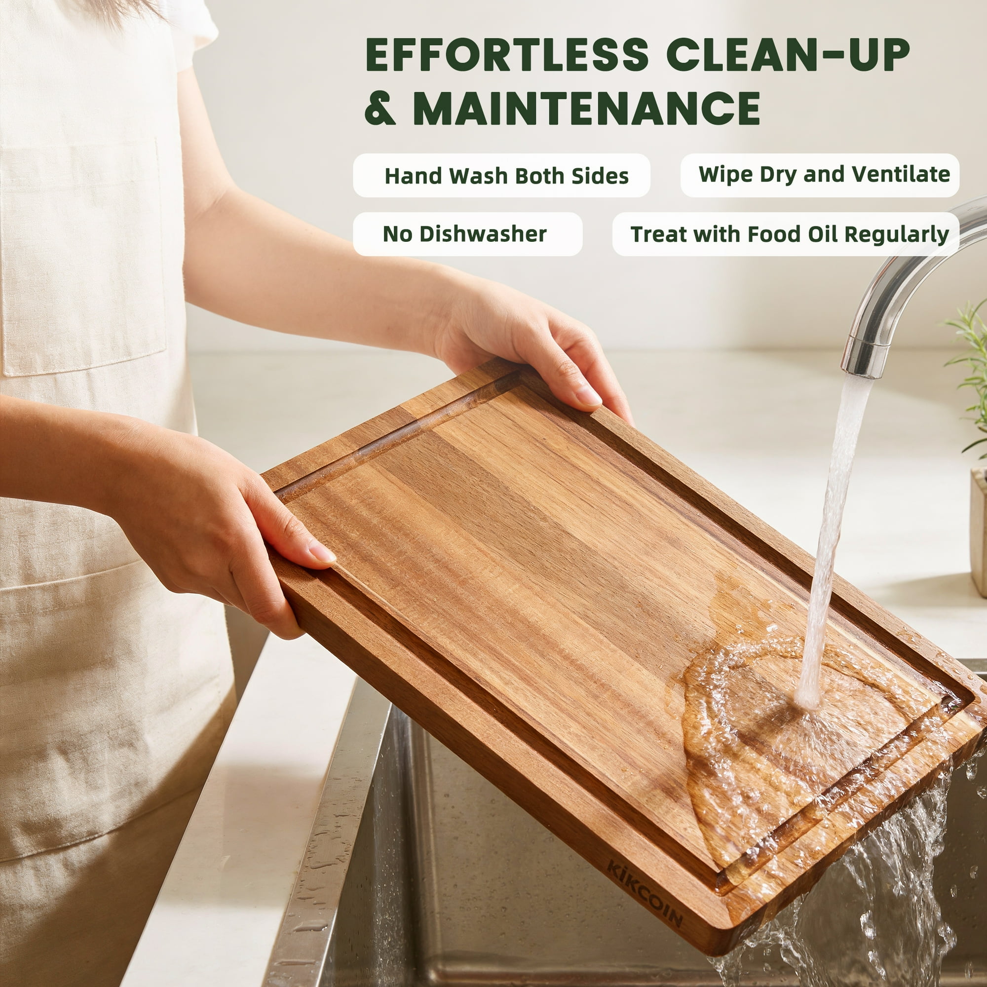 Kikcoin Acacia Wood Cutting Board Set, 3-Piece photo 8