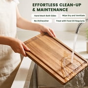 Kikcoin Acacia Wood Cutting Board, Cutting Board Set of 3 with Juice Groove, Wooden Chopping Boards for Kitchen, for Meat & Vegetables