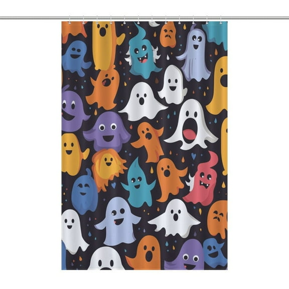 Halloween Ghosts Horror Pumpkin Shower Curtain Cloth Fabric Bathroom Decor with Hooks