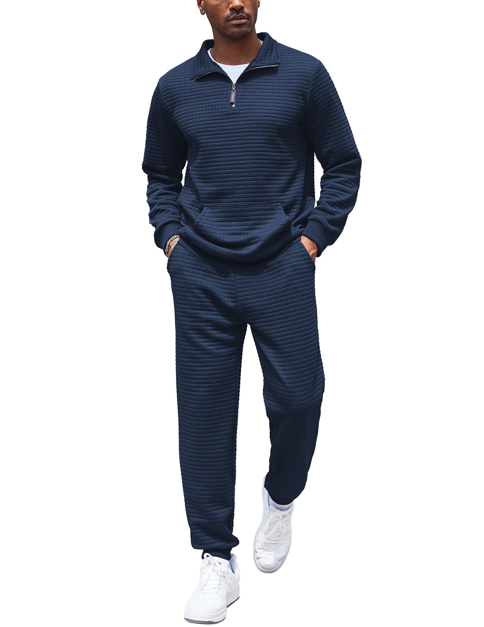 COOFANDY Men's Tracksuit 2 Piece Quarter Zip Sweatsuit Workout