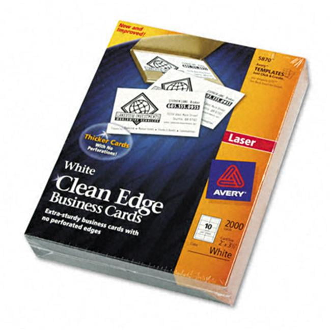 Avery 5870 Clean Edge Laser Business Cards White 2 x 31/2 10/Sheet 2