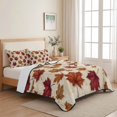 thumbnail image 5 of Quilts Twin XL Size Bedding Set, Maple Leaves Lightweight Quilted Comforter, Botanical Falling Leaves Rustic Harvest Soft Reversible Bedspread Coverlet with Pillow Covers for All Season, 68" x 98", 5 of 9