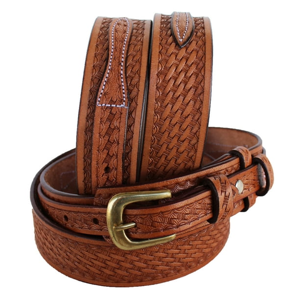 ProRider PRORIDER Men's Western RANGER BELT Tooled Leather Basket