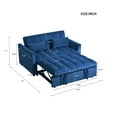 thumbnail image 2 of 3 in 1 Convertible Sleeper Sofa Bed, Modern Pull-Out Couch Bed with Adjustable Backrest and Side Pockets, Velvet Loveseat Futon Sofa for Living Room, Bedroom, Blue, 2 of 9