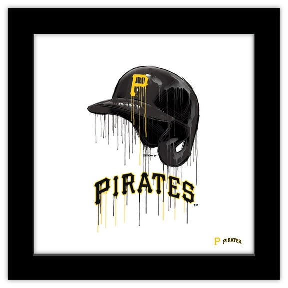 Gallery Pops MLB Pittsburgh Pirates - Drip Helmet Wall Art, Black Framed Version, 12" x 12"