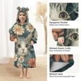 thumbnail image 3 of FORMRS Wearable Blanket Hoodie with Sleeves for Kids Cozy Flannel Sweatshirt, Flowers Cat, 3 of 7