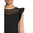 thumbnail image 4 of Time and Tru Women's Crochet Top with Flutter Sleeves, 4 of 5