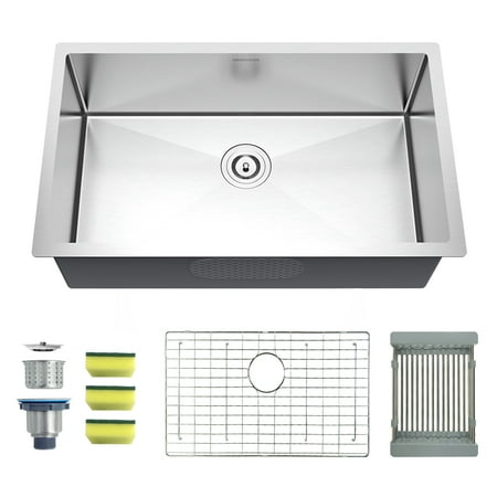 Mensarjor 30 X 18 Single Bowl Kitchen Sink 16 Gauge Undermount Single Bowl Kitchen Sink