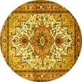 thumbnail image 1 of Ahgly Company Machine Washable Indoor Round Persian Yellow Traditional Area Rugs, 4' Round, 1 of 4
