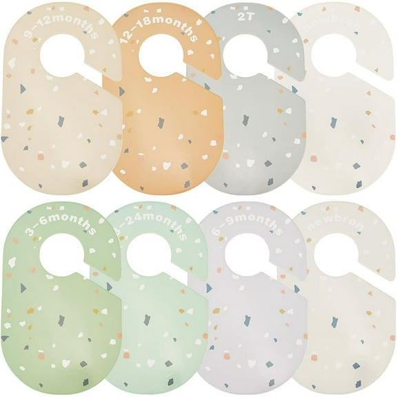 8Pcs 8 Colors Closet Label Dividers Wardrobe Divider Labels Paper Oval Reusable Double Sided Nursery Decor Clothes Sorting Closets Hanger Organizer Dividers