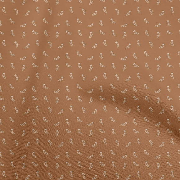 oneOone Cotton Poplin Orange Fabric Snowflake,Cap & Socks Sewing Fabric By The Yard Printed Diy Clothing Sewing Supplies 42 Inch Wide