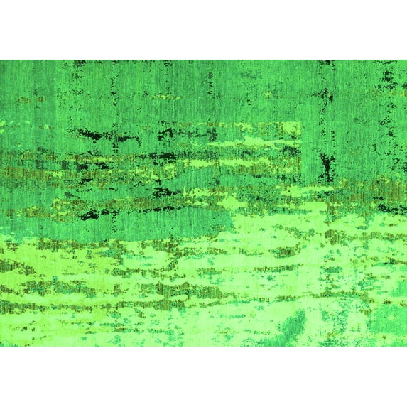 Ahgly Company Indoor Rectangle Abstract Green Modern Area Rugs, 4' x 6'