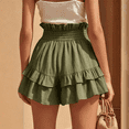 thumbnail image 4 of Women's Dressy Shorts Butterfly Leaf Frenulum Summer High Waisted Shorts Casual Beach Shorts Ruffle Hem Elagant Work Trouser Shorts with Pocket, 4 of 5
