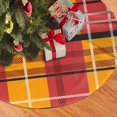 thumbnail image 2 of Falda de árbol de Navidad a cuadros rojos y naranjas, suave y divertida, decoración navideña de granja con cuello para árbol de Navidad de 30", 2 of 4