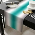 thumbnail image 3 of Gray Teal Green Cotton Linen Small Table Runner 13 x 36 inch Modern Gradient Geometric Non-slip Rectangular Dining Table Decor for Wedding Party Holiday Dinner, 3 of 8