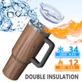 thumbnail image 5 of 40oz Tumbler with Handle and Straw, Vacuum Insulated Stainless Steel Travel Mug, Fits Car Cup Holder, Wood Print, 5 of 6