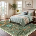 thumbnail image 3 of Garvee 5'x7' Modern Retro Floral Area Rug Washable Printed Carpet, Non Slip Low Pile Indoor Rug for Living Room Bedroom Dining Room, Green, 3 of 10