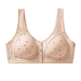 thumbnail image 4 of IQOGKRN Women Wireless Front Button Comfort Bra for Elderly Mature Ladies Printed Breathable Wirefree Brassiere Wide Vest Strap Anti-Sagging Support Lingerie Beige 36, 4 of 4