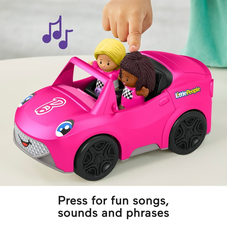 Fisher-Price Little People Barbie Convertible Toy Car with Music Sounds & 2 Figures for Toddlers