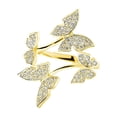 thumbnail image 1 of Ajustable Joyería para Mujeres Anillos Abiertos Ajustable Boda y Accesorios Chicas Volando Mariposas Anillo de Plata Anillo de Cristal, 1 of 3