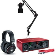 Angle View: Focusrite Scarlett Solo Studio 3rd Gen USB Audio Interface Recording Bundle with Knox Gear Desktop Boom Scissor Arm Stand, Knox Gear Pop Filter, Shockmount 4 Items