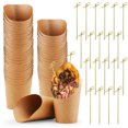thumbnail image 1 of Copas Embalaje Comida Kraft Paper Cups 50 Piezas Portátiles Ecológicos para La Fiesta Bodas, 1 of 9