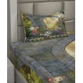 thumbnail image 2 of Ambesonne Nature Fitted & Top Sheet Set with Sham, Flowers Blossoms Scene, Charcoal Green Red, 2 of 4