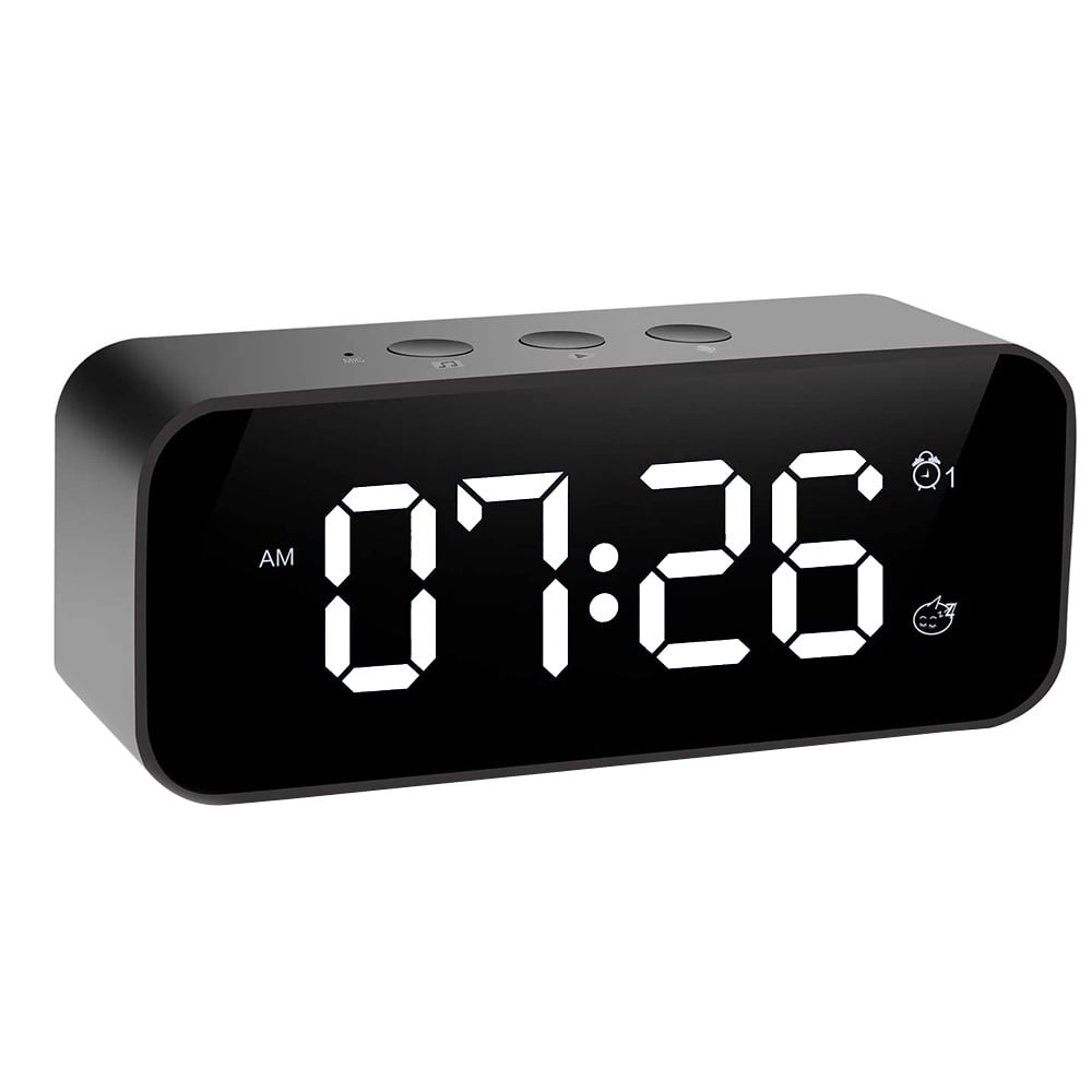 Houkiper LED Digital Alarm Clock Rechargeable Alarm Clock With