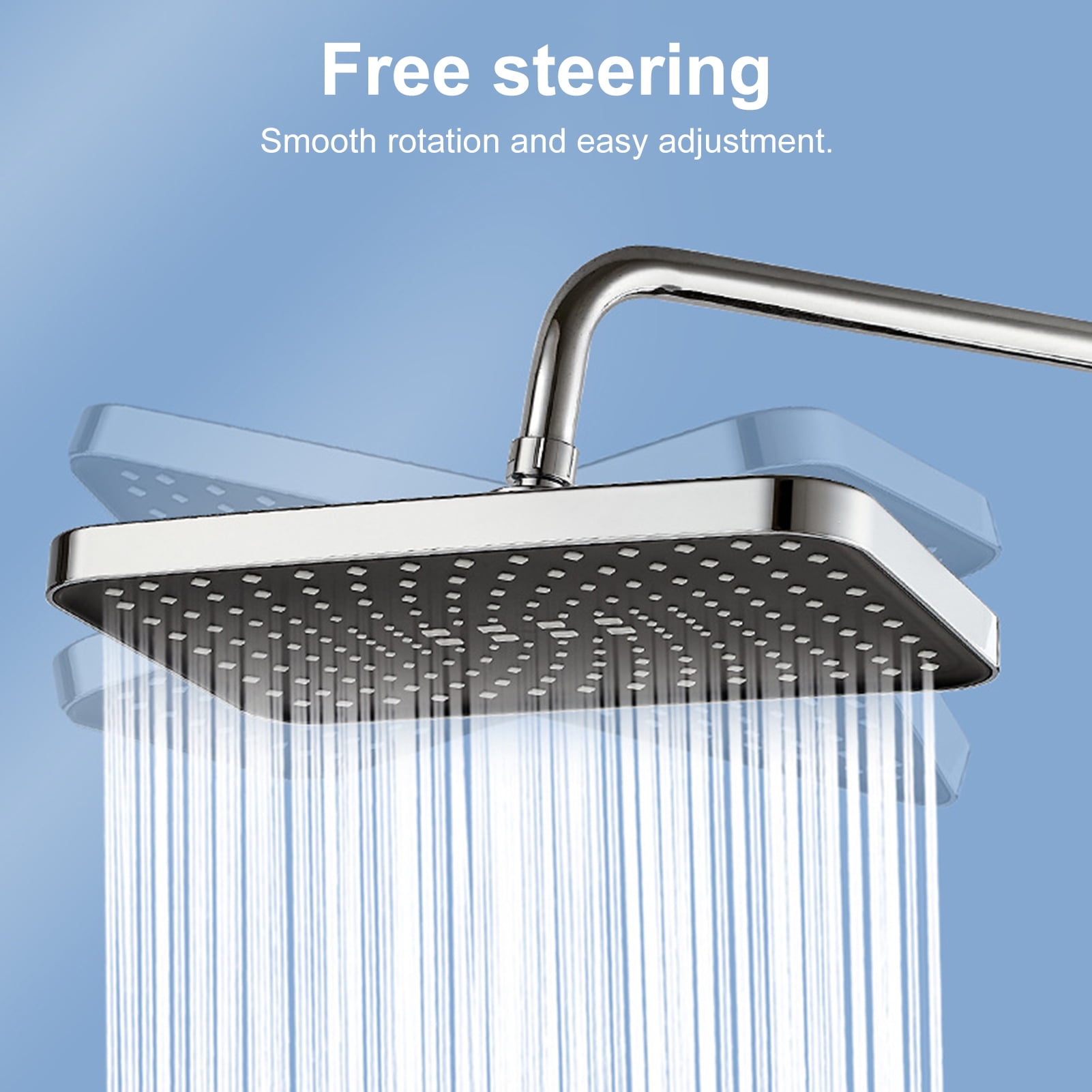 Pebbuoy Rain Shower Head High-Pressure Stainless Steel Rainfall Showerhead Large Waterfall Bathroom Square Showerhead for Shower Lovers