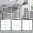 thumbnail image 4 of Metal Loft Bed Full Size, Heavy Duty Loft Bed Frame with Safety Guard Rails & Flat Ladder, Space-Saving Design & Noise-Free, for Bedroom, Dorm, Apartment (White, Twin), 4 of 18
