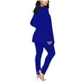thumbnail image 4 of Odeerbi Shirts Sets for Women Business Attire 2 Piece Outfits 2025 Long Sleeve Coats Tops Solid Long Pants Sets Blue, 4 of 9