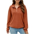 thumbnail image 1 of MeetoTime Women's Sweatshirt Fall Casual Textured Long Sleeve Tops 1/4 Quarter Zip Sweatshirt, 1 of 7