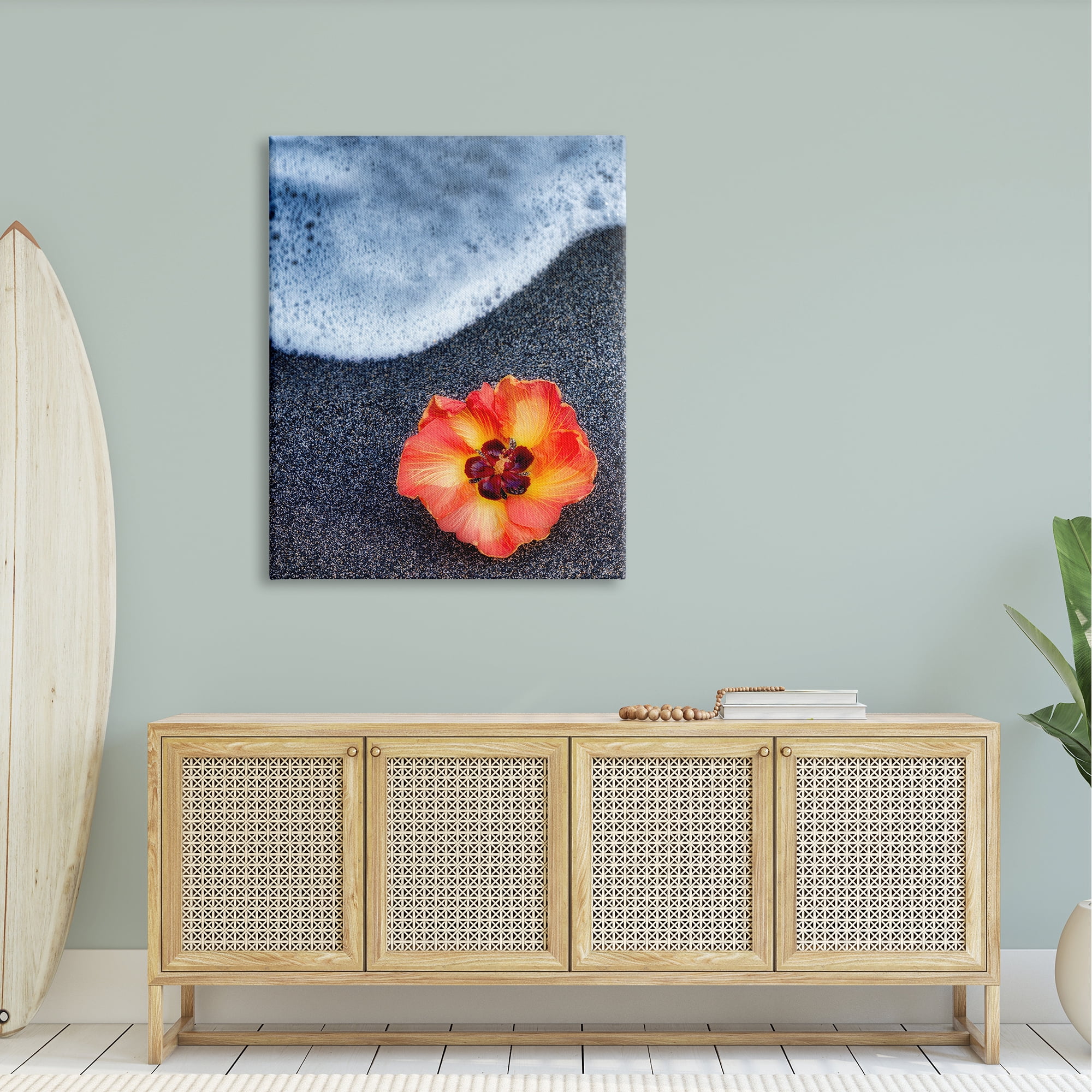 Stupell Industries Red Poppy Soothing Beach Foam Black Sand Photography Gallery-Wrapped Canvas Print Wall Art, 36x48, by Dennis Frates