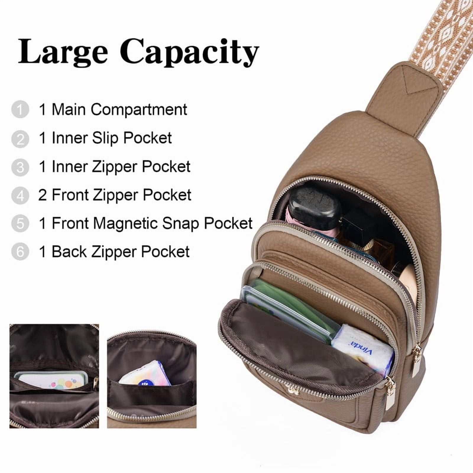 GAEKEAO Sling Bag Crossbody Bags for Women Vegan Leather Fanny Pack Chest Travel Anti Theft Purse Shoulder Bag handbags Gifts