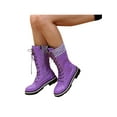 thumbnail image 1 of Woobling Ladies Comfort Mid-Calf Boot Riding Slip Resistant Round Toe Boots Purple 5, 1 of 6