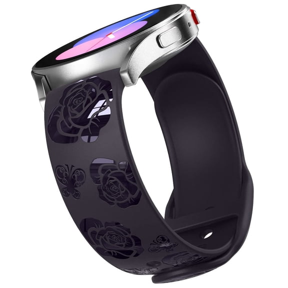 HALLEAST for Galaxy Watch 5 Band Women, Engraved Rose Floral Lace Strap for Samsung Galaxy Watch 4/ 5 40mm 44mm Galaxy Watch 4 Classic 42mm 46mm,  5 Pro 45mm Soft TPU Wristband, Blackberry