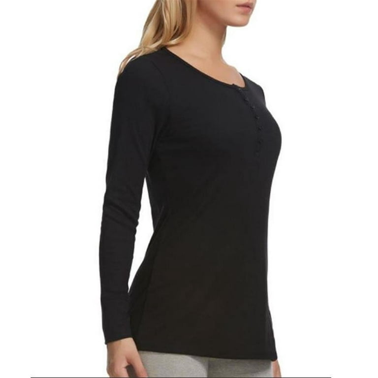 Tee Sleeve Black/White Designer M Henley Felina Shirt Top 8-10 Long Sale size 2PK Womens Fashion Rib-Knit
