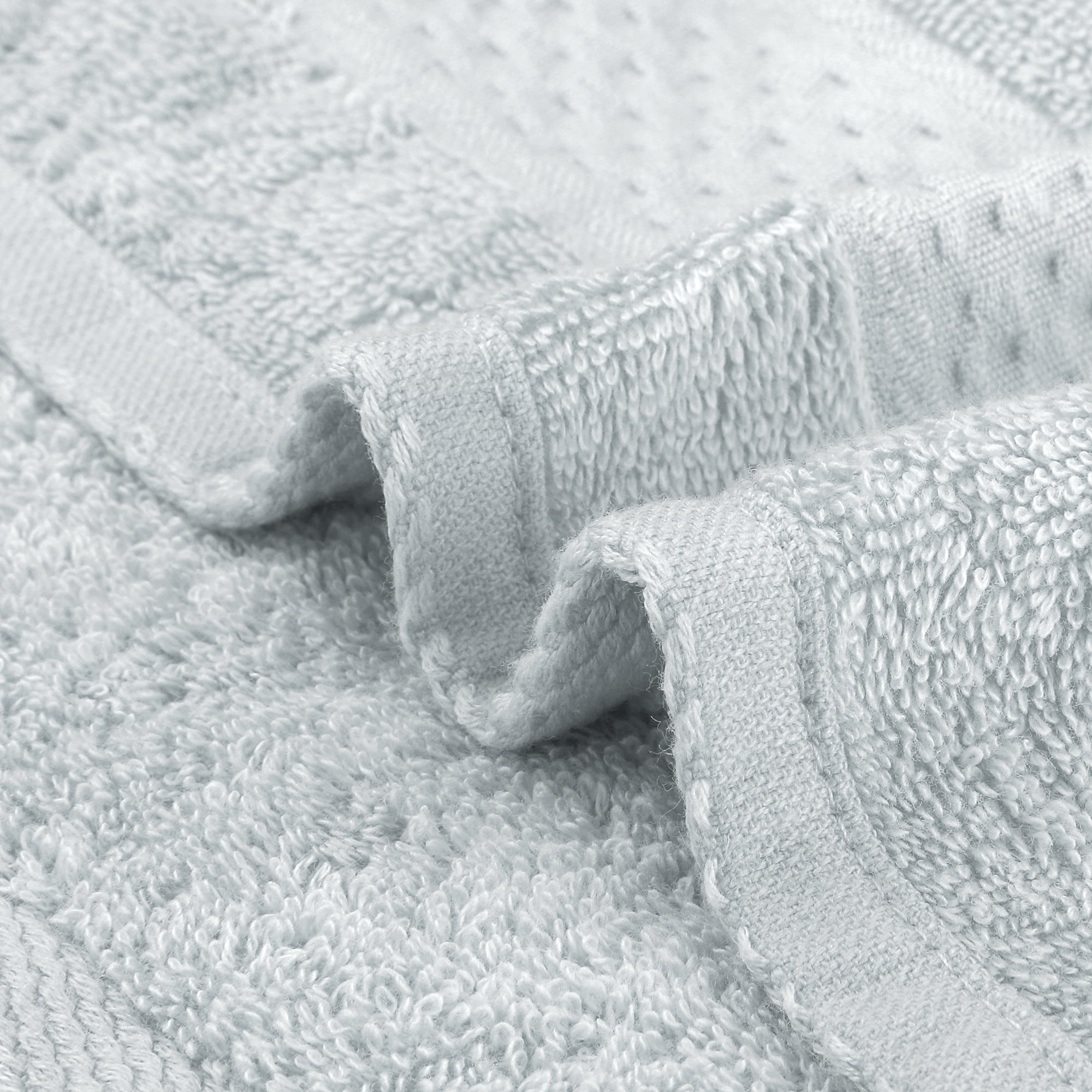 Unique Bargains Geometric Washcloths Set Cotton Bath Towels Low Lint Light Grey 4