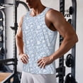 thumbnail image 5 of Pofeuu Gray White Floral Print Men's Workout Tank Tops Sleeveless Muscle Gym Shirt Quick Dry-4X-Large, 5 of 7