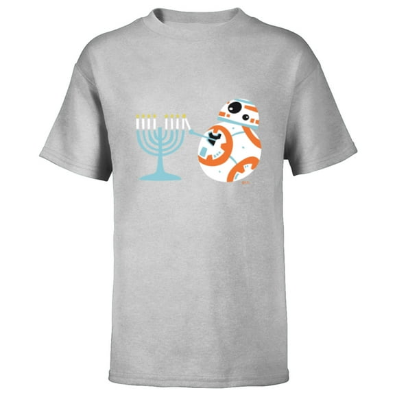 Star Wars BB-8 Lighting the Hanukkah Menorah - Short Sleeve T-Shirt for Kids - Customized-Athletic Heather