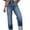 A Blue, variant on Womens Ripped Cuffed Jeans High Waisted Boyfriend Straight Leg Denim Pants Classic Blue