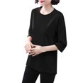 thumbnail image 1 of Zpanxa Versatile Loose Fit Tee for Women Casual Striped Everyday Top, 1 of 7