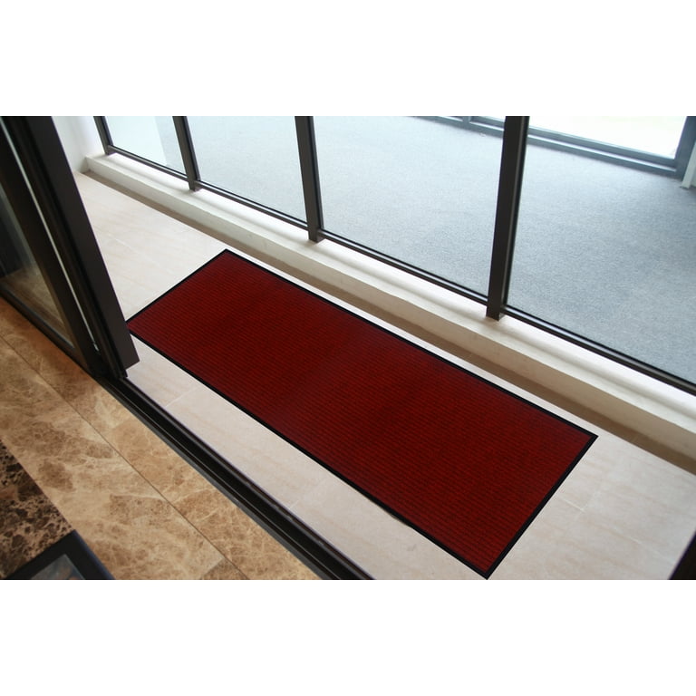 Ottomanson Outdoor Utility Waterproof Non-Slip Rubberback Solid 3x10 Indoor/Outdoor  Runner Rug, 2'7 x 9'10, Red 